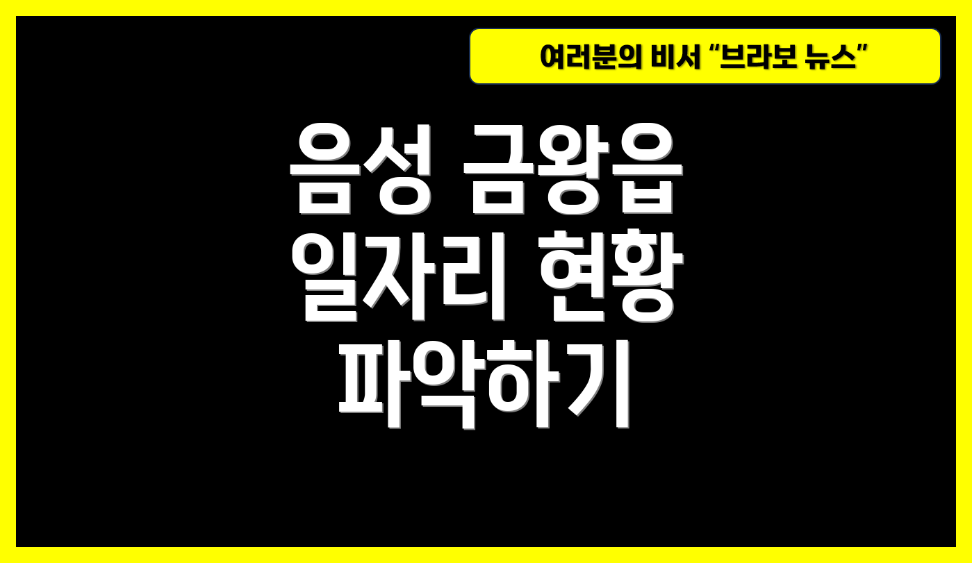 음성 금왕읍 일자리 현황 파악하기