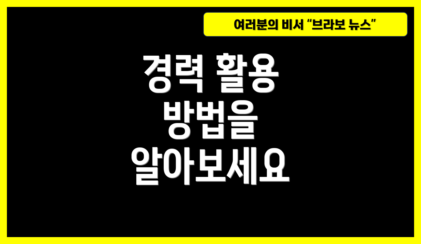 경력 활용 방법을 알아보세요