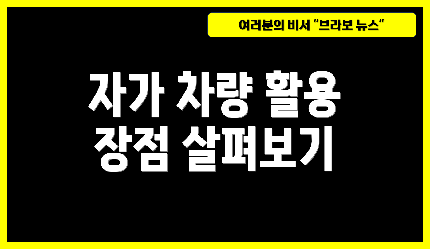 자가 차량 활용 장점 살펴보기