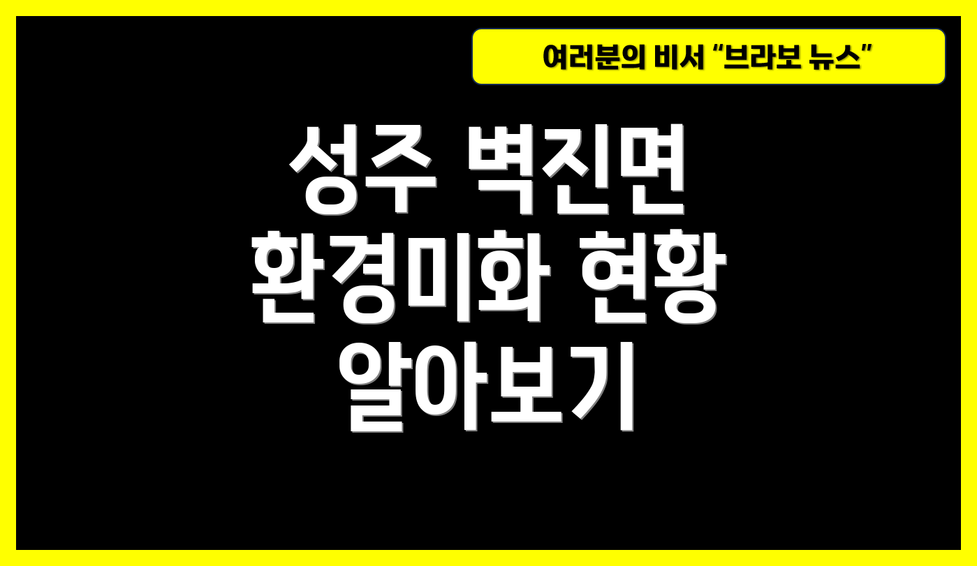 성주 벽진면 환경미화 현황 알아보기