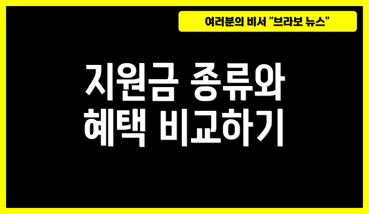 지원금 종류와 혜택 비교하기