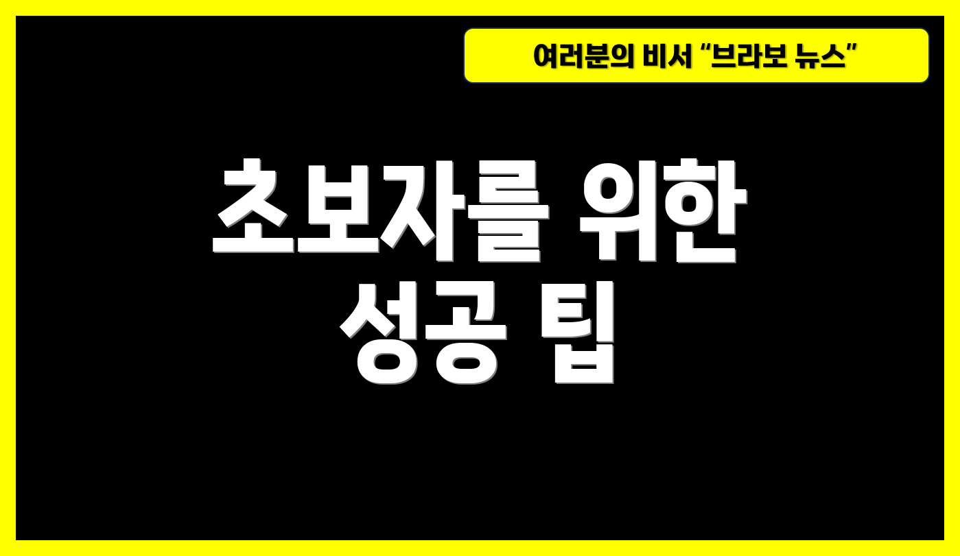 초보자를 위한 성공 팁