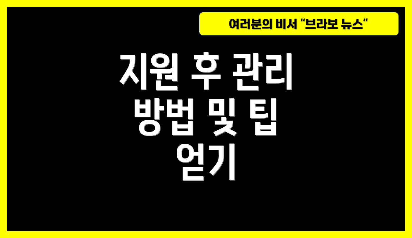 지원 후 관리 방법 및 팁 얻기