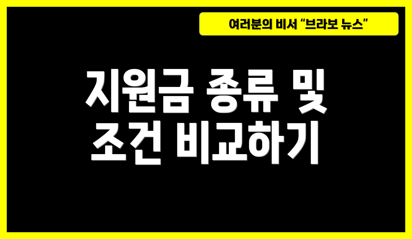 지원금 종류 및 조건 비교하기
