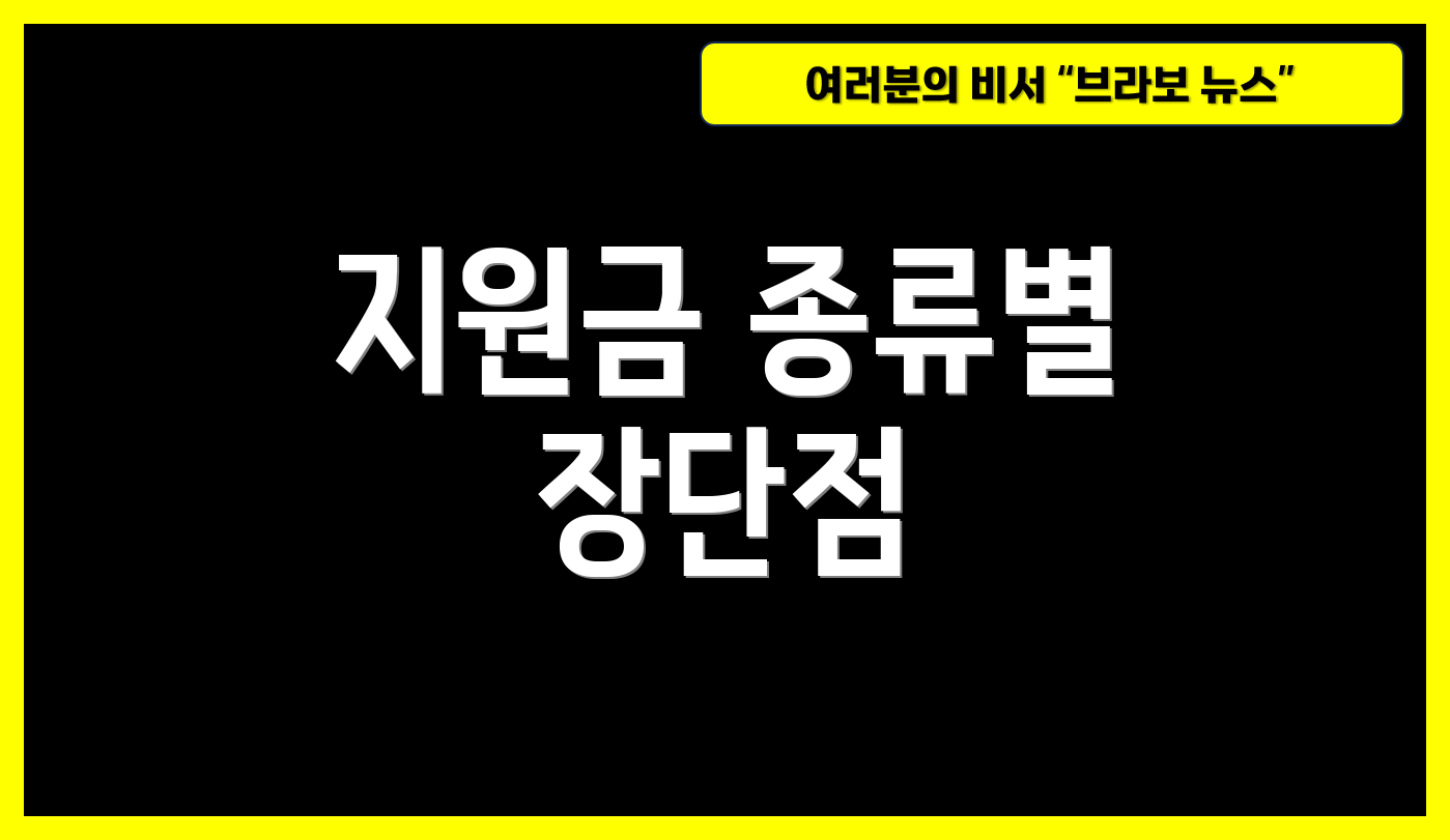 지원금 종류별 장단점