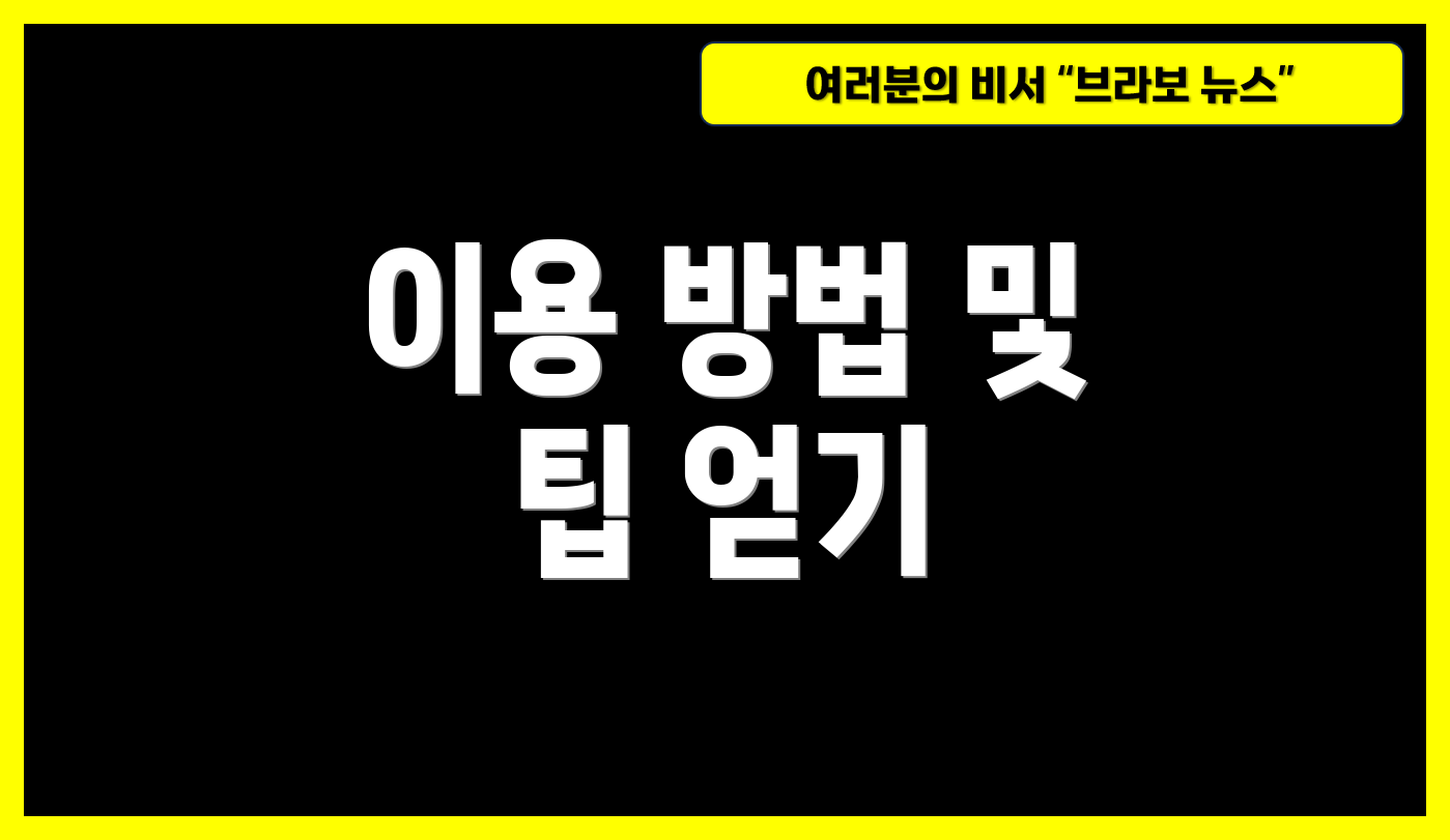 이용 방법 및 팁 얻기
