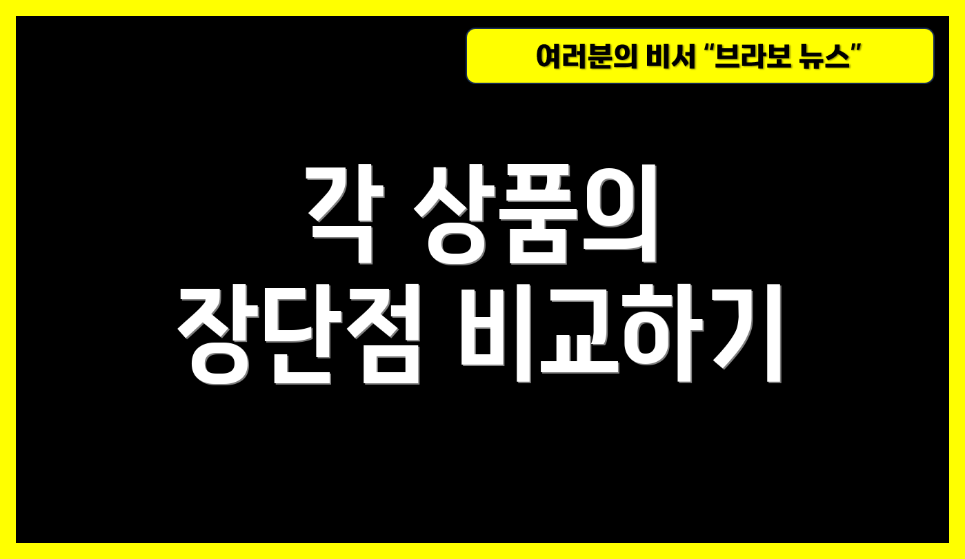 각 상품의 장단점 비교하기