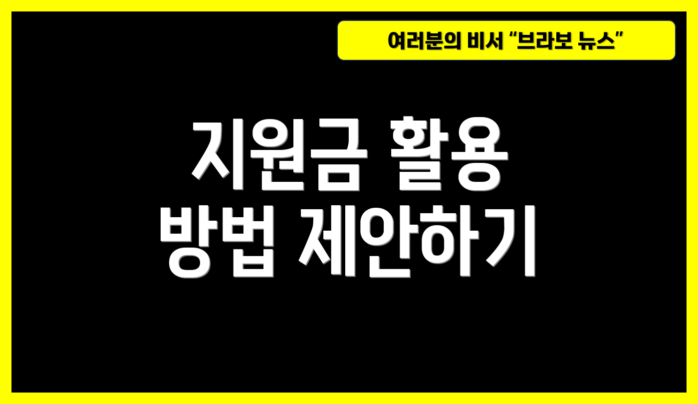 지원금 활용 방법 제안하기