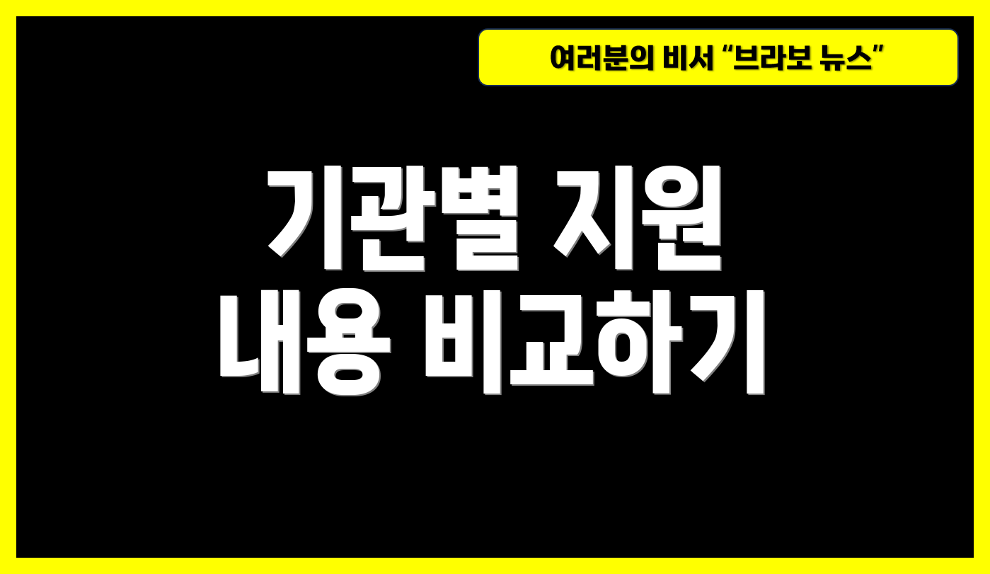 기관별 지원 내용 비교하기
