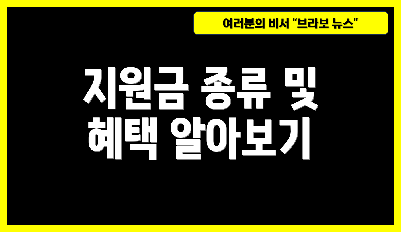 지원금 종류 및 혜택 알아보기