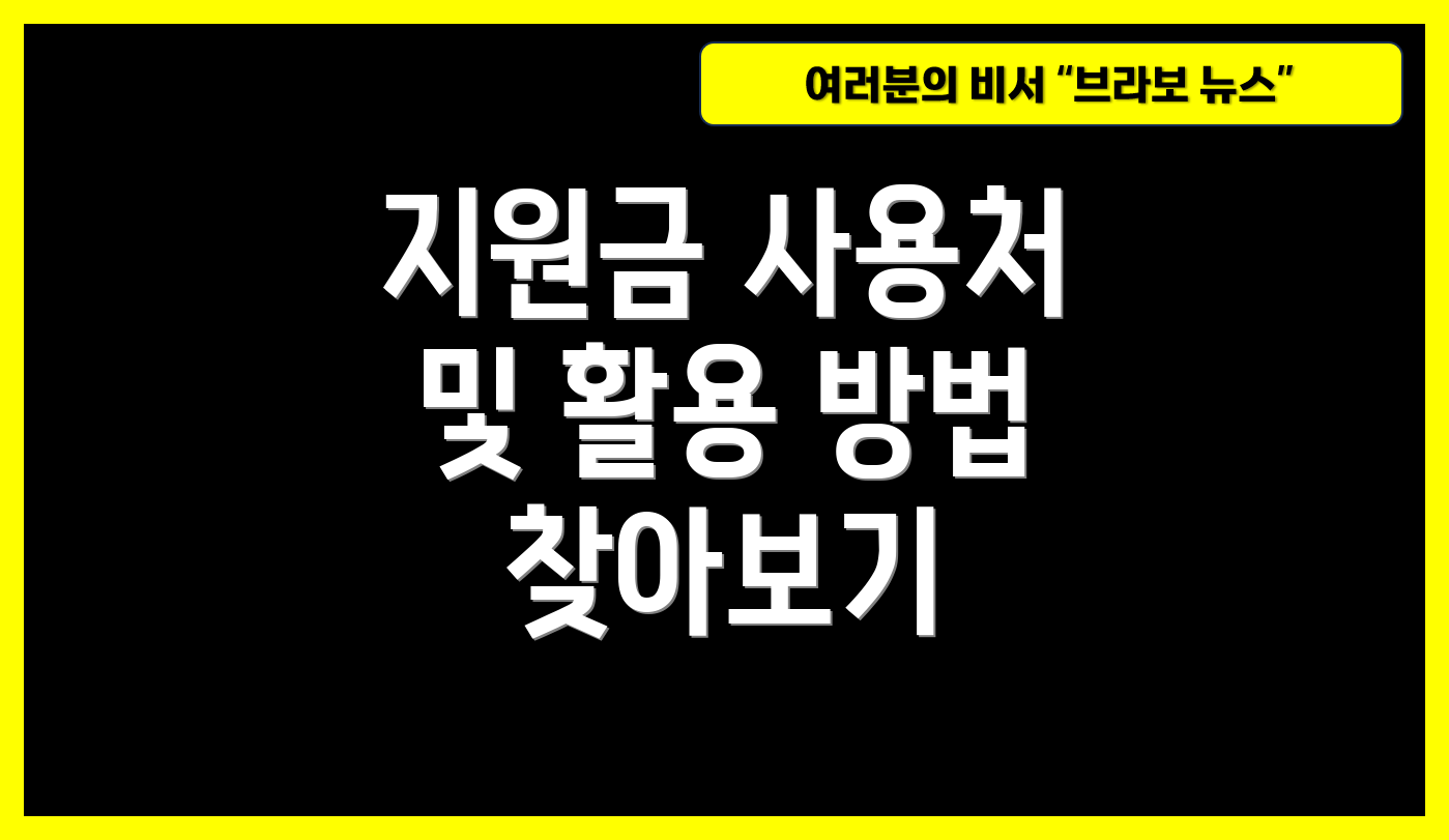 지원금 사용처 및 활용 방법 찾아보기