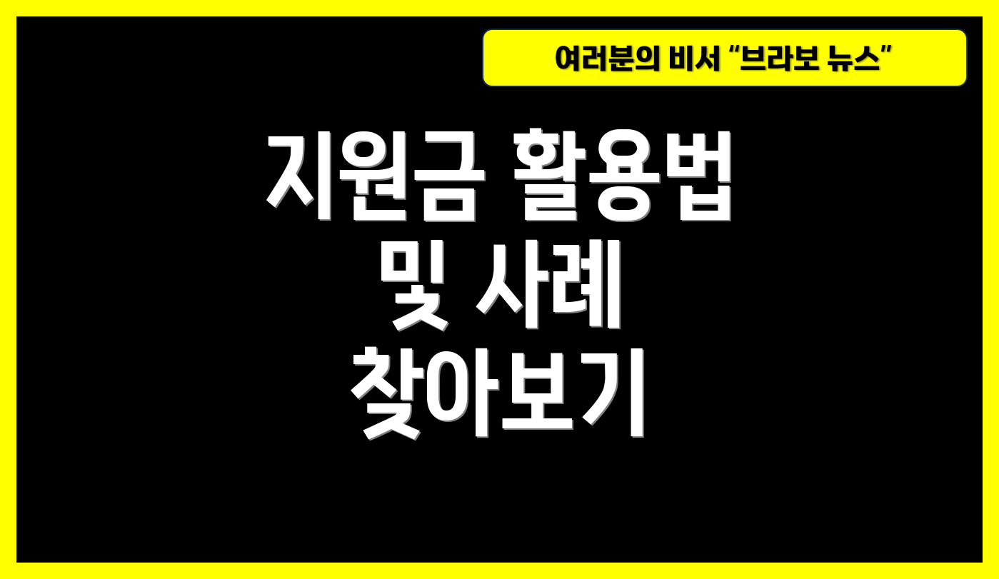지원금 활용법 및 사례 찾아보기
