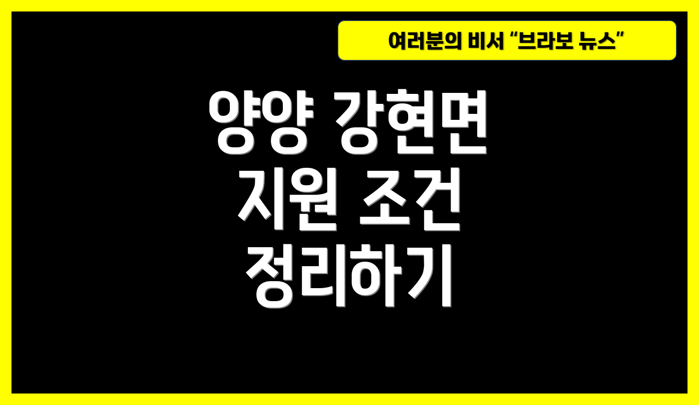 양양 강현면 지원 조건 정리하기