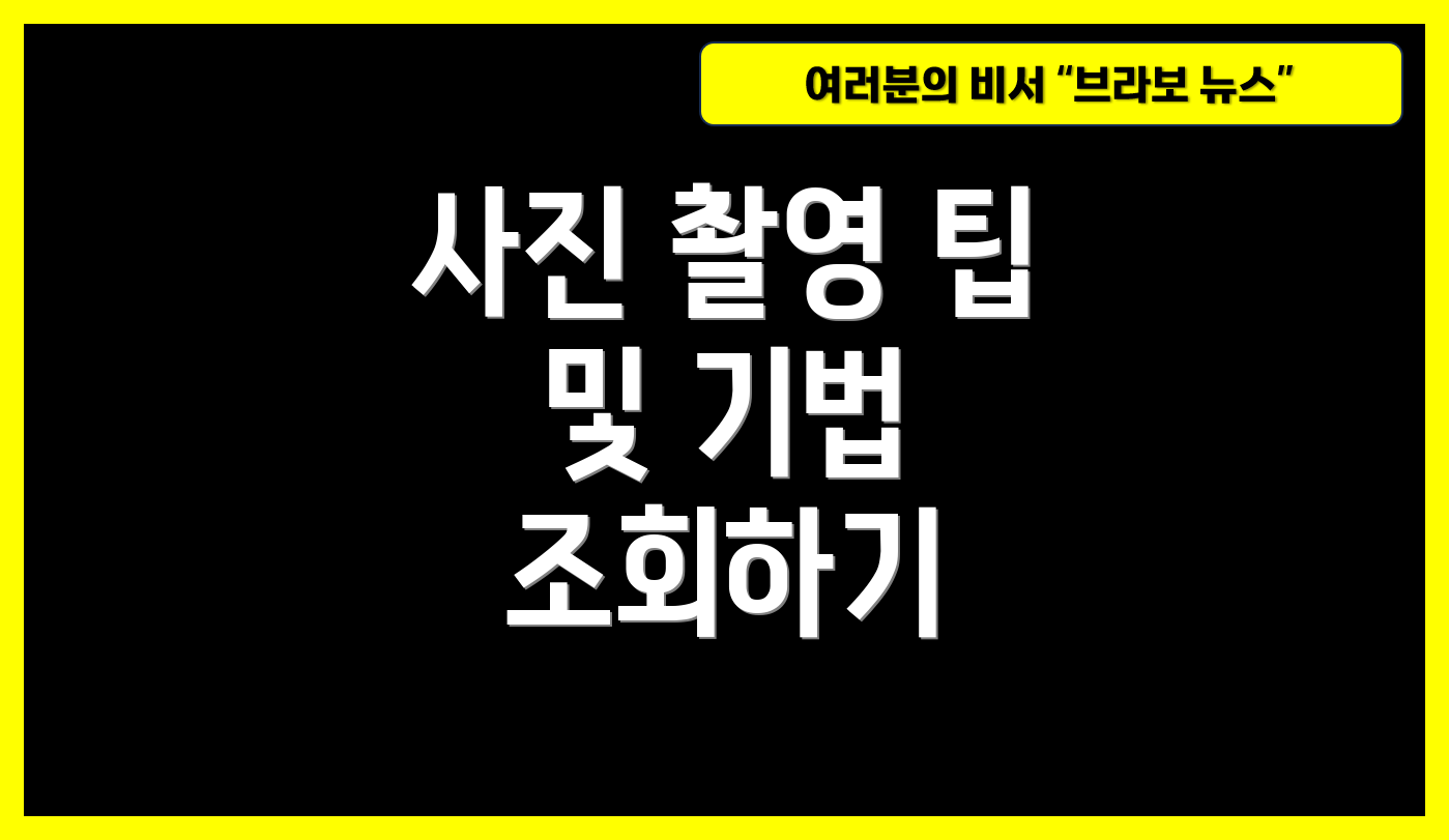사진 촬영 팁 및 기법 조회하기