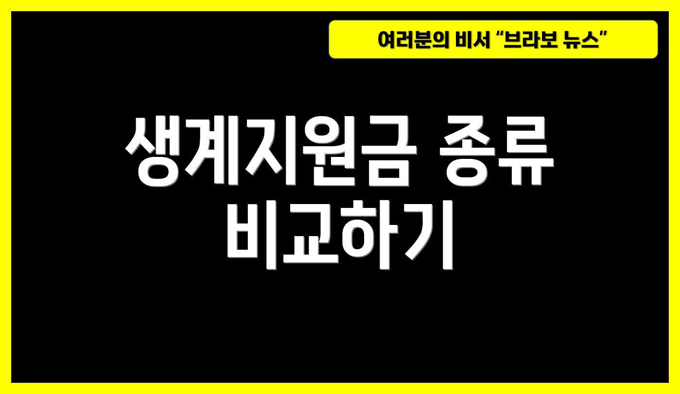생계지원금 종류 비교하기