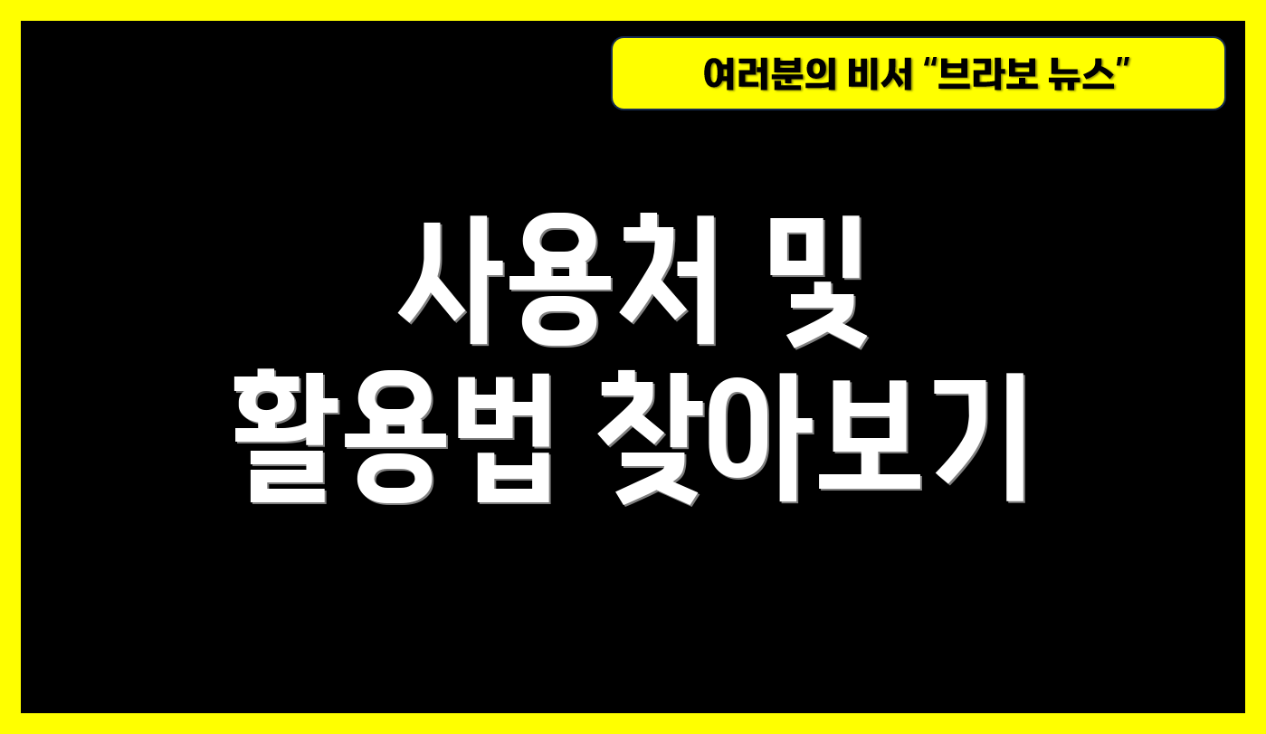 사용처 및 활용법 찾아보기