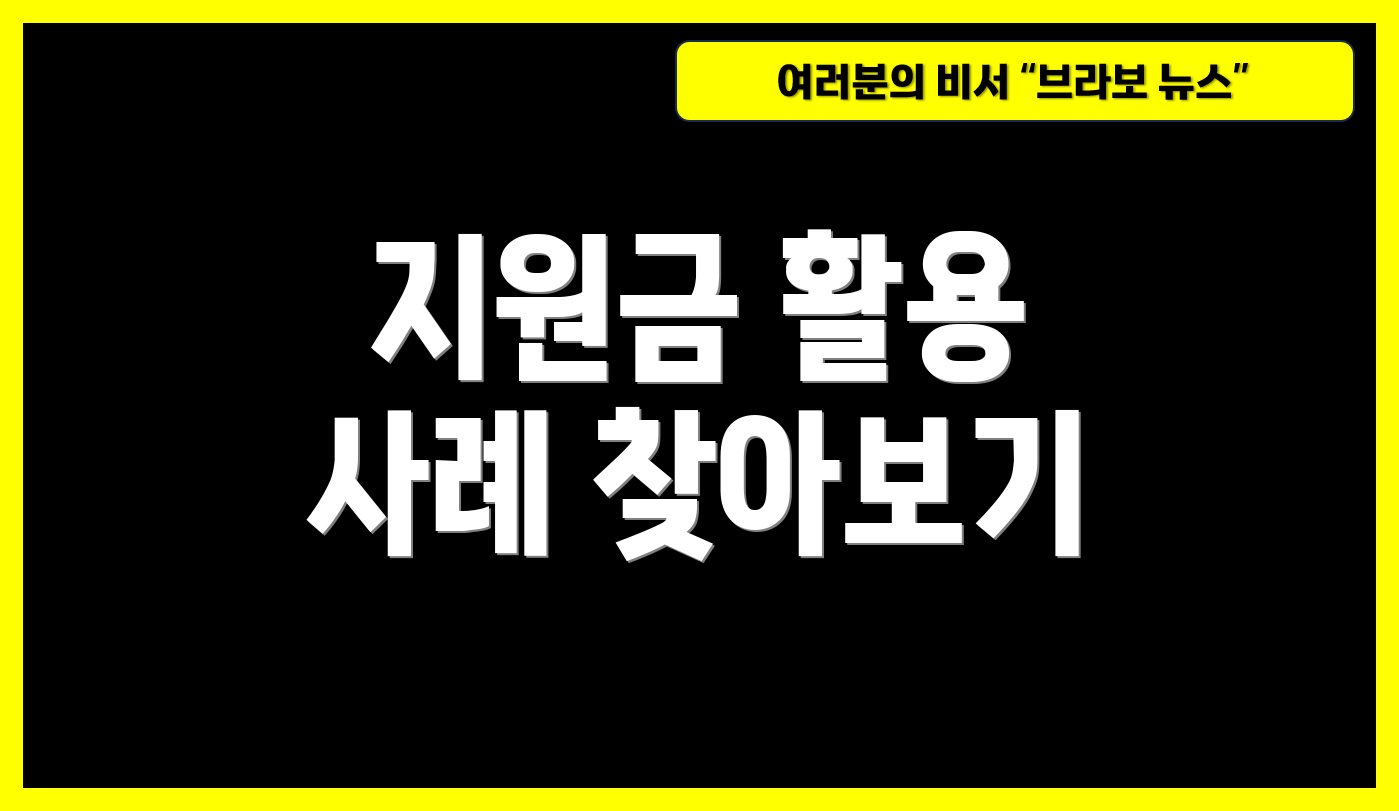 지원금 활용 사례 찾아보기
