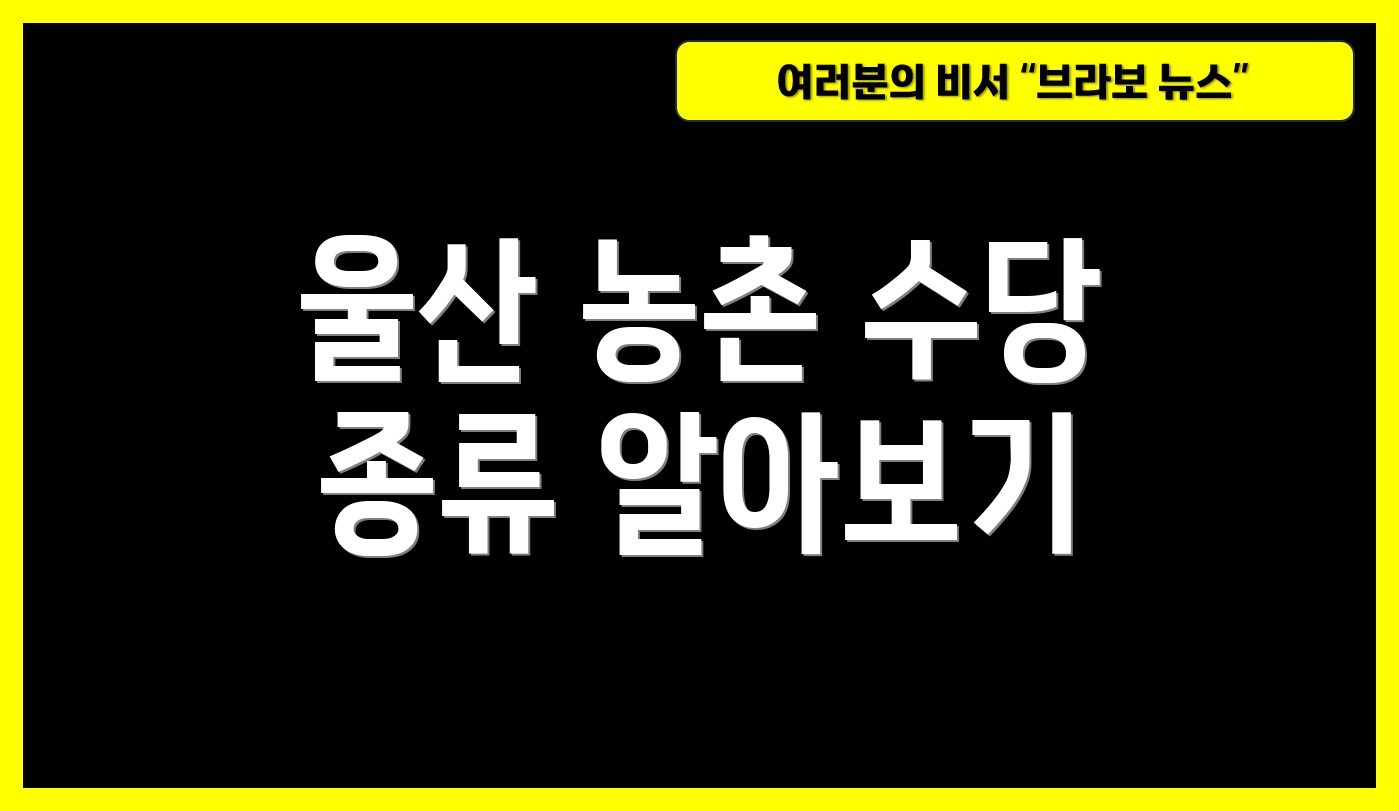 울산 농촌 수당 종류 알아보기