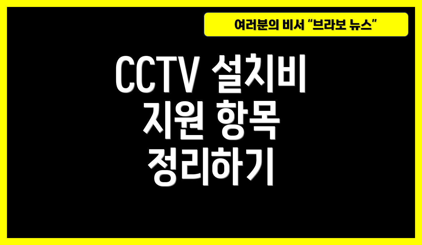 CCTV 설치비 지원 항목 정리하기