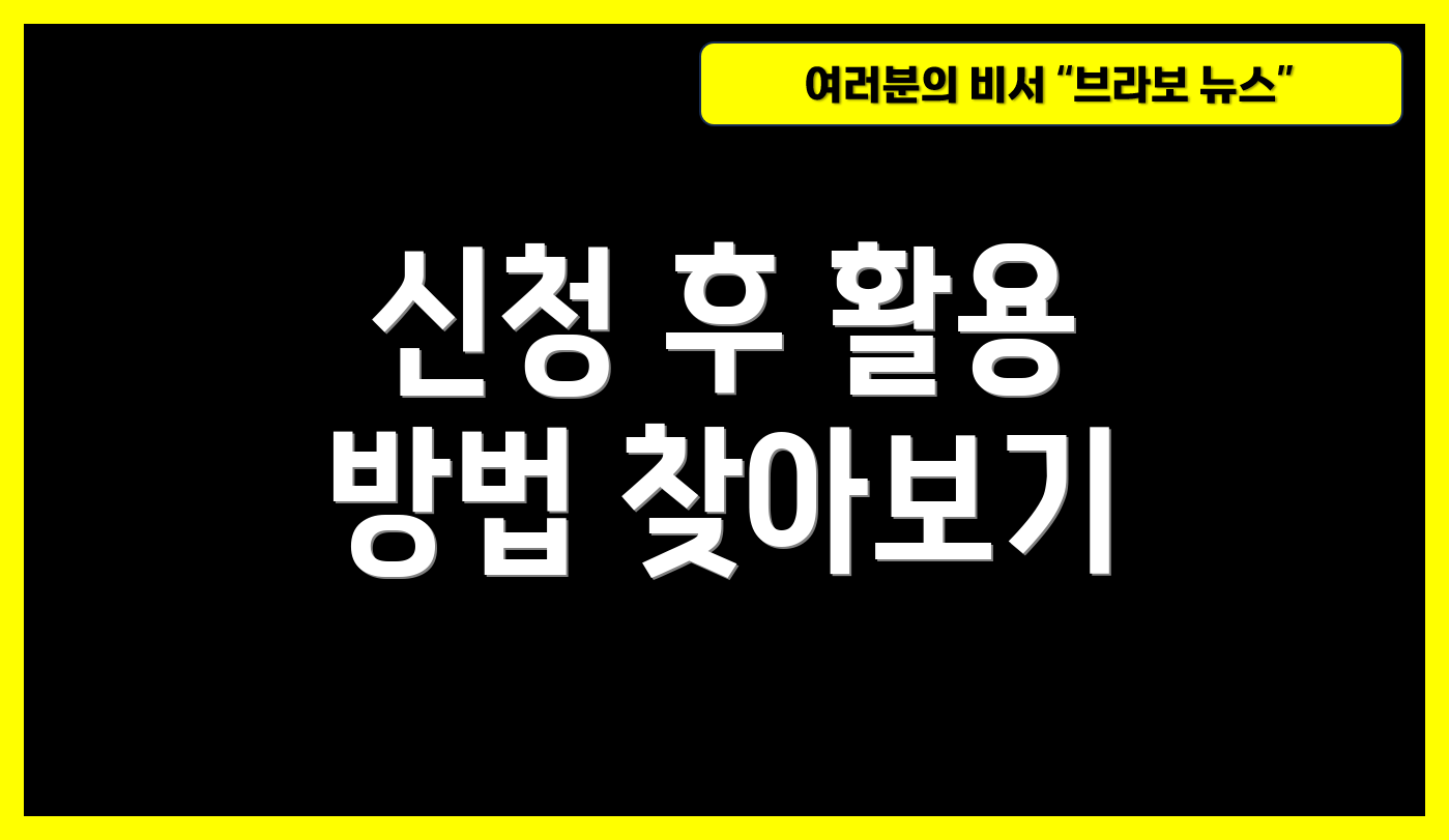 신청 후 활용 방법 찾아보기
