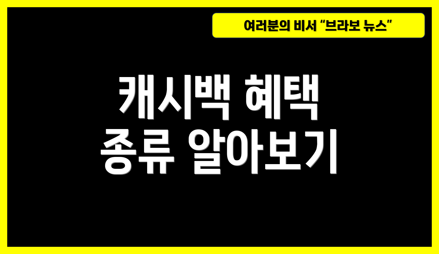 캐시백 혜택 종류 알아보기